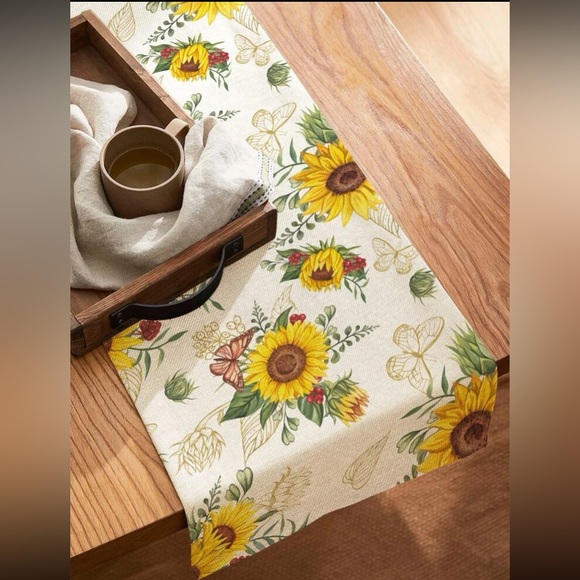 NWT Sunflower π» & Butterflies π¦ Extra Long Table Runner 79x13 - Picture 2 of 6